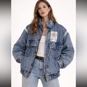 vintage Ernesto acid wash denim bomber jacket circa 1980:
